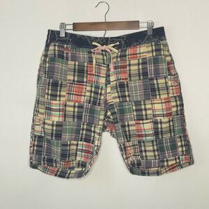 Men's Denim & Supply Ralph Lauren Plaid Madras Shorts Swimsuit sz. L #AI